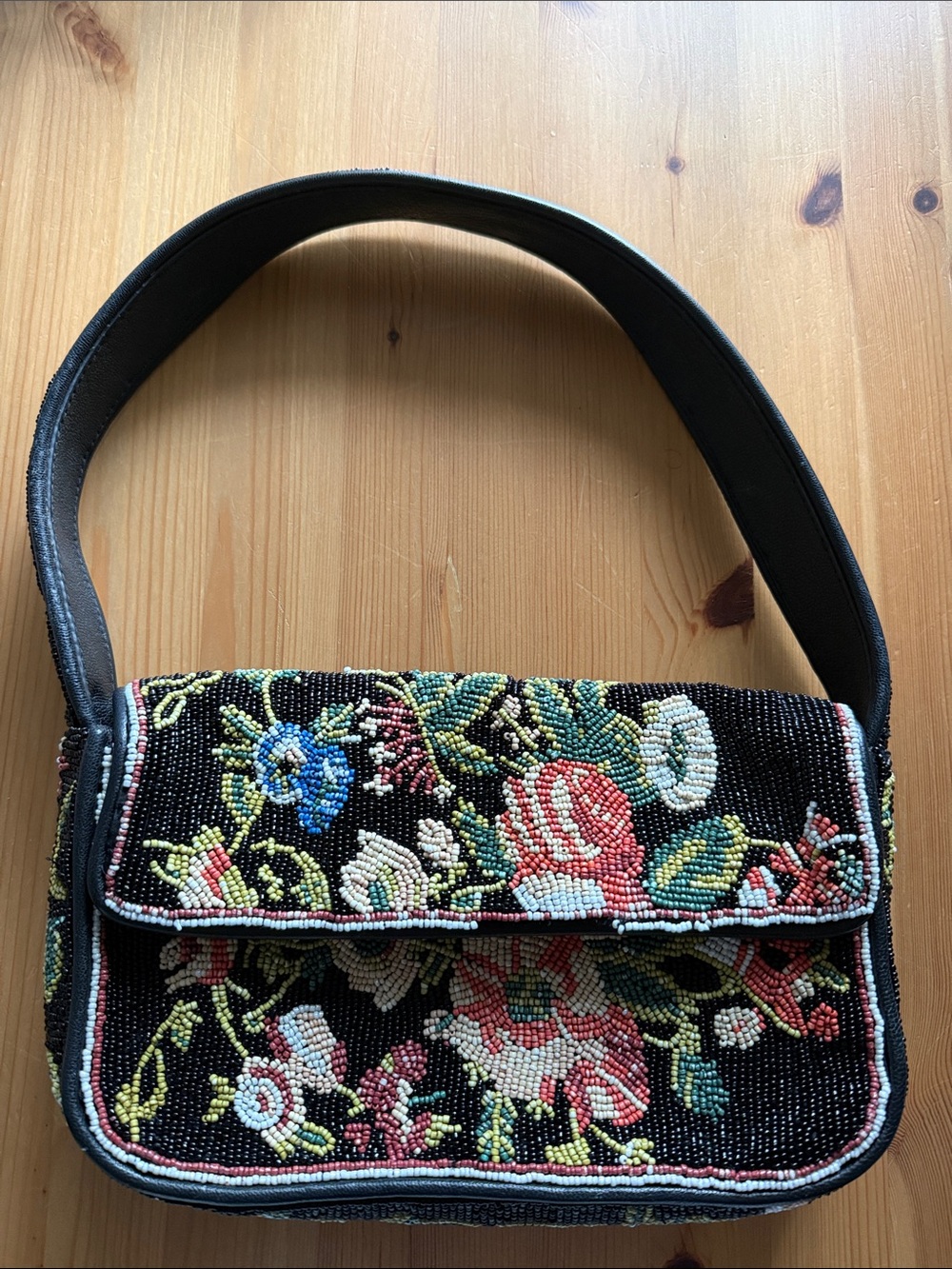STAUD Tommy Beaded Bag, Black Floral - Picture 4 of 11